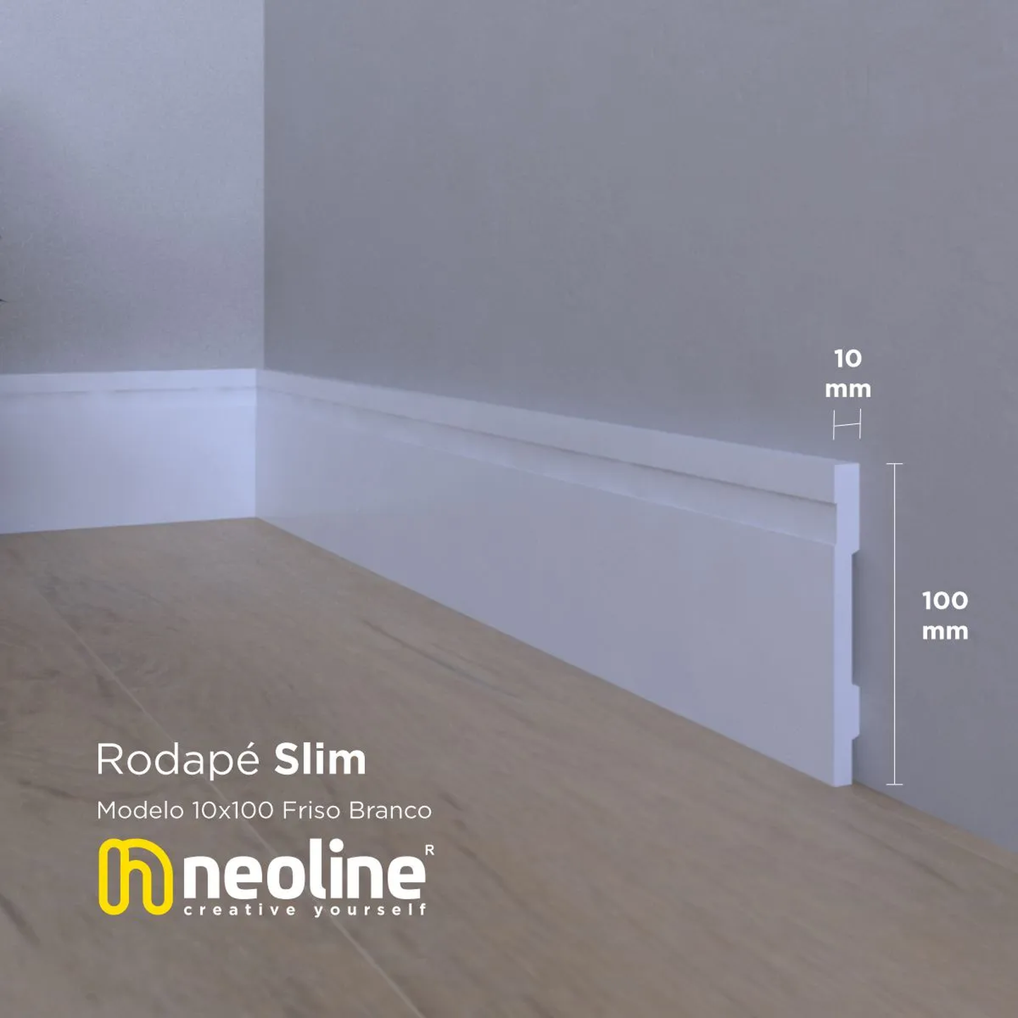 Rodapé Slim 10x100mm Friso Branco