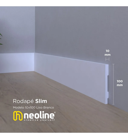 Rodapé Slim 10x100mm Liso Branco